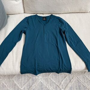 Little Sleepies Teal Fleece brushed Pajama Set - Henley top and Joggers XS